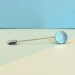 Vintage Stick Pin Monogram Engraved 3 Initials Gold Tone Hat Lapel Brooch